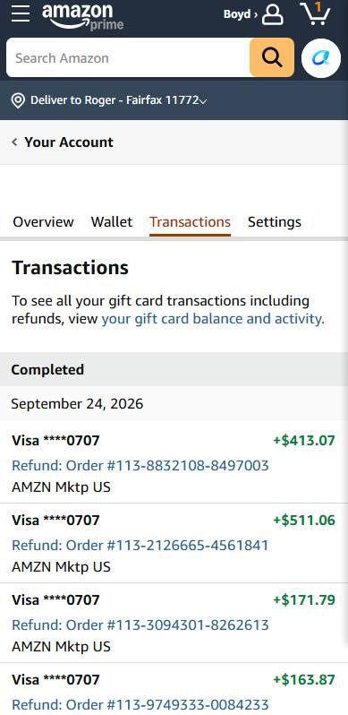 Sarah's Amazon refund evidence